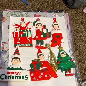 Festive Elf Christmas Ornaments Set - Red, Green, White